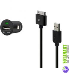 Автомобильное зарядное устройство для Apple iPhone 3GS Belkin F8Z689   комплект ChargeSync