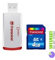 Transcend SD SDHC 4GB Class 6   USB Reader TS4GSDHC6-P2