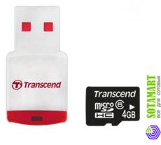 Transcend MicroSDHC 4GB Class 6   USB Reader