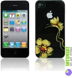 Чехол для Apple iPhone 4 iCover Butterfly Daisy Black пластиковый