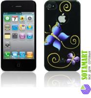 Чехол для Apple iPhone 4 iCover Hand Printing Butterfly Black пластиковый