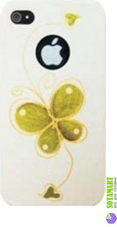 Чехол для Apple iPhone 4 iCover Hand Printing Butterfly Heart White пластиковый