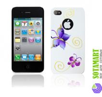 Чехол для Apple iPhone 4 iCover Hand Printing Butterfly White пластиковый