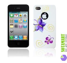 Чехол для Apple iPhone 4 iCover Hand Printing Butterfly White пластиковый